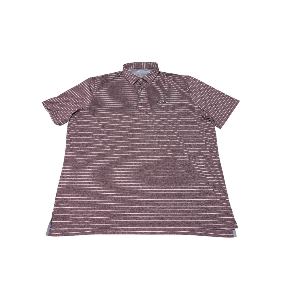 Johnnie-O Mens XXL Carolina Striped Performance Polo Shirt Maroon White Golf